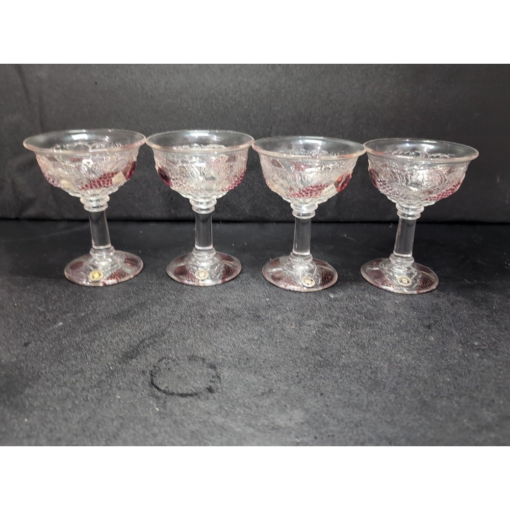Westmoreland Della Robbia Flashed Champagne Sherbet Glasses, Set of 4, Glassware
